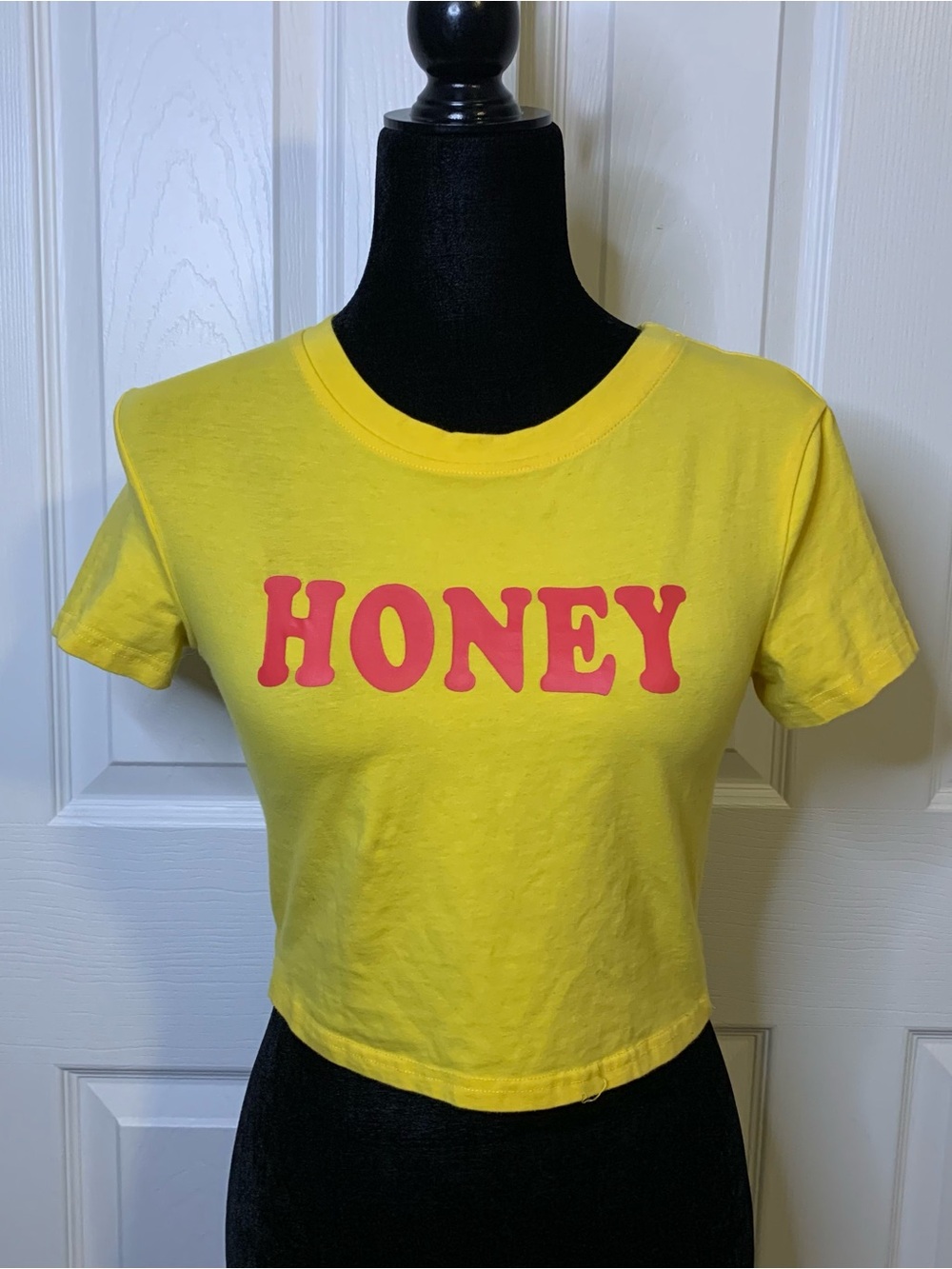 Honey Graphic Yellow Crop Tee